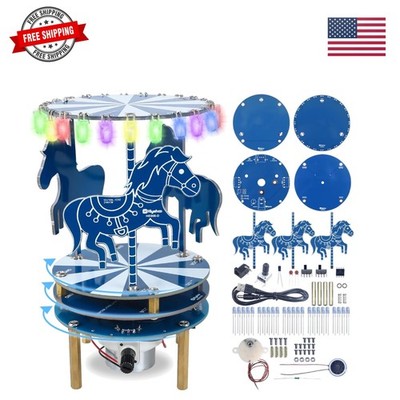 DIY Carousel Music Box Soldering Kit, RGB LED Merry-go-Round Solder Practice ...