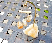 Amber Citrine Quartz Crystals Art Healing-Inflammation with Metal Accent