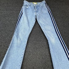 Vtg Paris Blues Jeans Juniors 9 Blue Flared Striped 5-Pocket Light Wash Denim