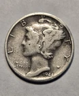 1944-S Mercury Dime Very Good - Fine VG-F Details 90% Silver Coin, Minor Dent