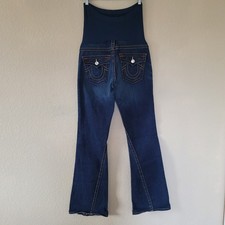 TRUE RELIGION Jeans Maternity Womens 29 Joey Flare Flap Pockets Over Belly USA