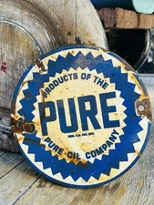 Pure Oil Company Porcelain Advertising Sign 6 Inches