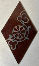 S8 Antique Vtg 8"x4.5" Purple Amethyst Diamond Floral Flower Stained Glass Tiles