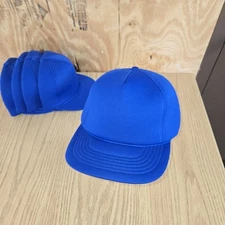 Vintage Blank Blue YoungAn Puffer Foam Adjustable Snapback Trucker Hat Cap