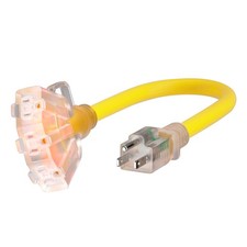 1 FT 12 Gauge Yellow Heavy Duty Outdoor Extension Cord Waterproof