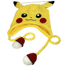 POKEMON hat knit PIKACHU with pokeball tassles Laplander Earflap Unworn NWOT