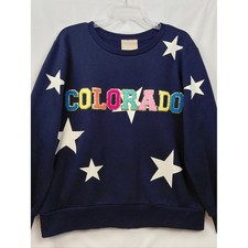 Judith March Colorado Stars Sweatshirt Size XL Navy Blue Colorful