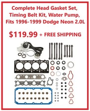 Complete Head Gasket Set Timing Belt Kit Water Pump Fit 1996-99 Dodge Neon 2.0l