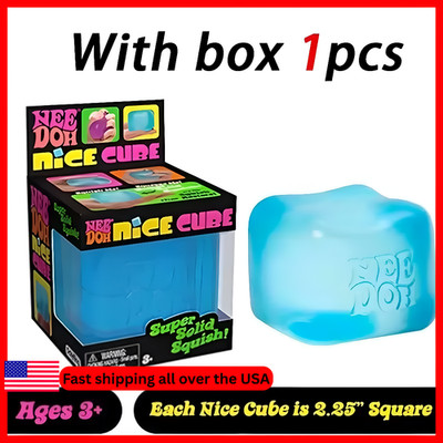 Schylling NeeDoh Nice Cube BLUE Sensory Squeeze Toy with Super Solid Squish
