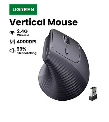 UGREEN Vertical Wireless Mouse 2.4G Ergonomic 4000DPI Silent PC  