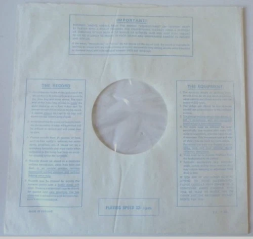 DECCA 1960s Vintage Inner Sleeve for LP records Rolling Stones No4 RS 1968