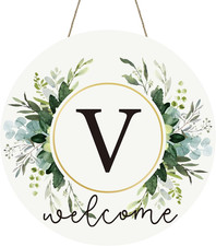 Monogram Letter V Wreaths for Front Door Wreath Wooden Welcome Sign for Front Do