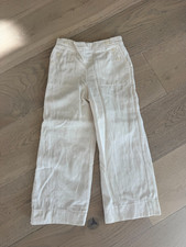 Mabo Kids Linen Ivory Wide Leg Pants Girl Size 6-7 Pockets Summer