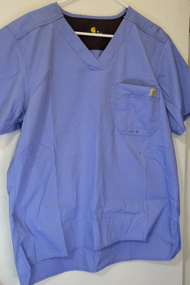Conjunto Camisa Exfoliante Carhartt Talla Mediana Ripstop Utilidad Azul Médico Uniforme Pantalones Foto 4 de 4