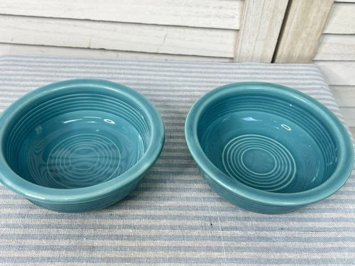 Vintage Set of 2 Fiesta HLC Turquoise 4 3/4 " Fiestaware Blue Small Dish Bowl