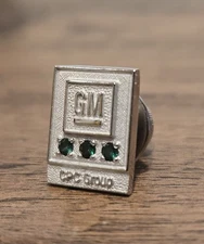 GM GENERAL MOTORS 20 YEAR PIN 10K GOLD FILLED 3 EMERALD STONE GEM PIN