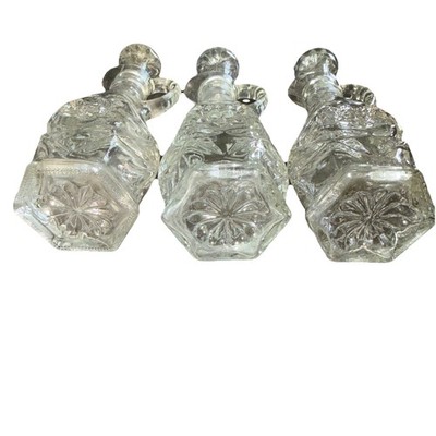 Anchor Hocking Glass Star of David Oil & Vinegar Cruet Set MCM VTG Lot Of 3