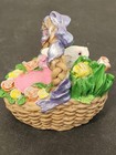 Vintage Oxford Elite Rabbit Lying In Flower Basket Figure 3in H Preowned No Box — photo 6