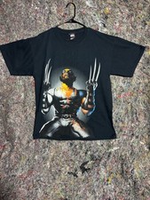 Vintage Wolverine T-Shirt Mens Large Black Marvel Comics Mad Engine X-Men Tee