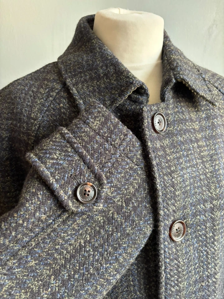 100% wool trench COAT 40 Italian cashmere tweed GENTSPACE overcoat quality - Image 4 of 4