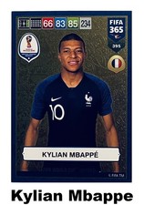 Panini Adrenalyn FIFA 365 2018 France Kylian Mbappé Rookie Card Sticker No. 395. rookie card picture