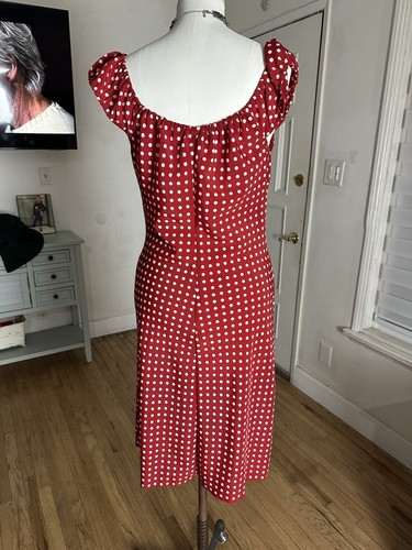 Vestido De Colección La Belle Para Mujer Rojo Polkadot, Retro Boho Talla 13 Funciona Pequeño - Imagen 8 de 13