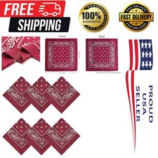 Set of 6 100 Cotton Paisley Bandanas - 21x21 Inch Versatile Style