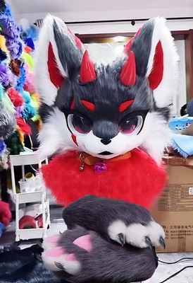 Fursuit Long Fur Husky Fox Mascot Head Party Halloween Fur Cosplay-Promotion 40#