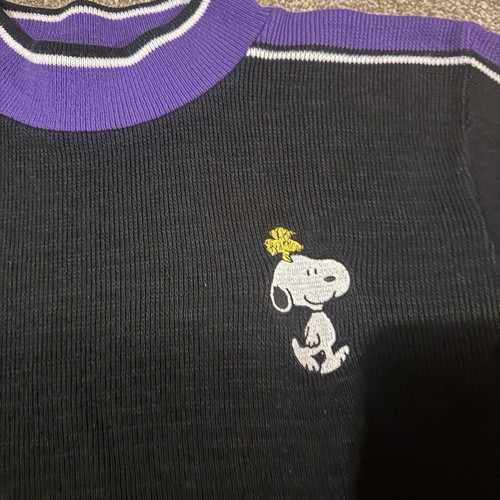 VTG Snoopy & Friends Black & Purple Long Sleeve Sweater Youth Size M? See Measur - Picture 4 of 11