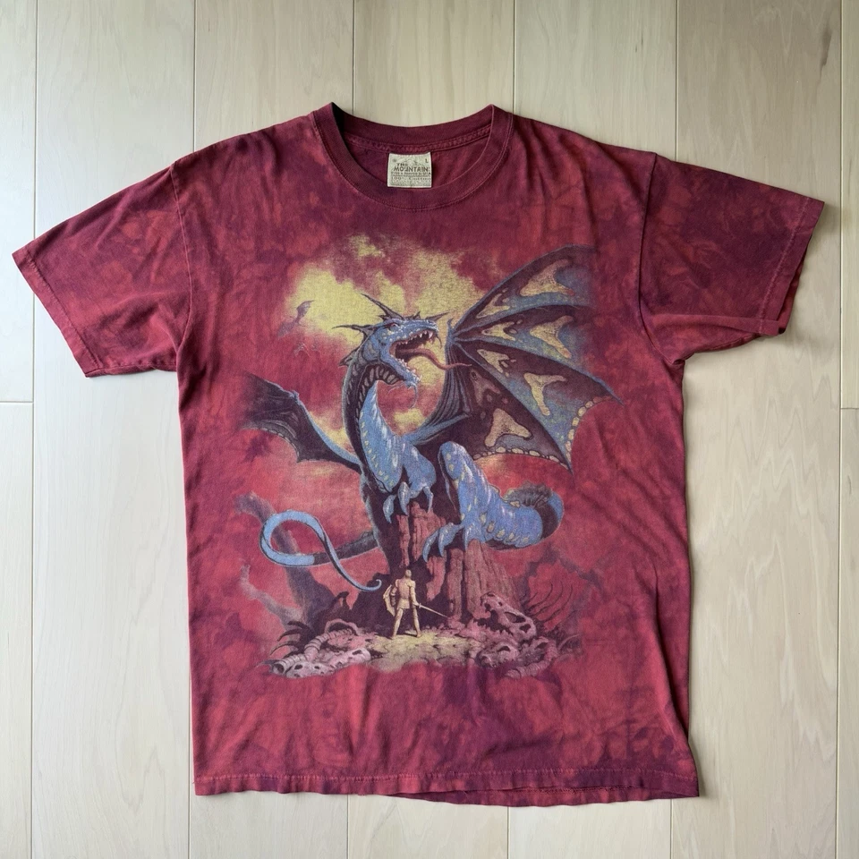 Vintage Dragon Shirt Large Red 90s The Mountain Knight Fire Movie Promo Art - Image 2 of 4