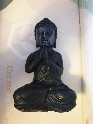 Buddha Figur sitzend Feng Shui Lotus Budda Dekofigur schwarz