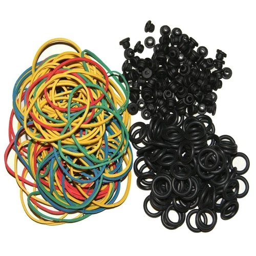 100 Black Tattoo Grommet Nipples 100 Rainbow Color Rubber Bands 100 Black ORings - product listing photo