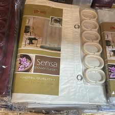 Homei Sensa Hotel Quality Fabric Shower Curtain White 72x72 Polyester w/ Hooks