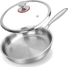 Titanium Hammered Pan Pro with Lid - 11.02 Inch Titanium Non Stick Frying Pan |