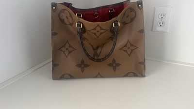 Louis Vuitton Medium Tote Monogram Reverse Brown/Tan Red Lining Pouch