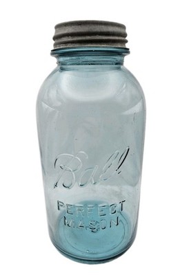 Ball Perfect Mason Blue 1/2 Gallon Jar w/ zinc Lid mold# 13 1923-1933