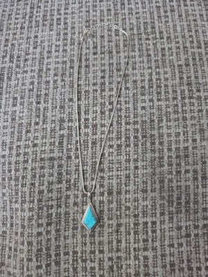 Jay King Sterling Silver USA Tyrone Turquoise Pendant with 18'' Chain 925