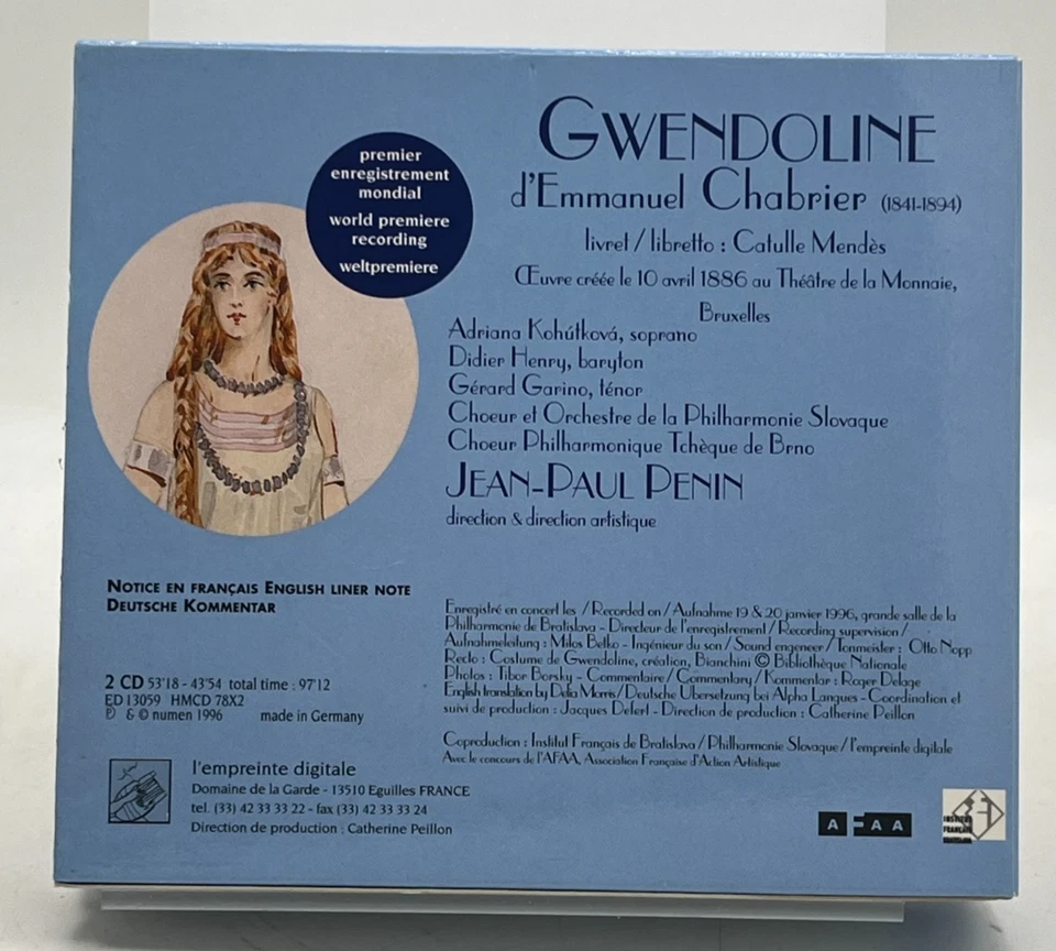 Emmanuel Chabrier: Gwendoline by Adriana Kohutkova l'Empreinte digitale 2CD 1996 Foto 2 de 2
