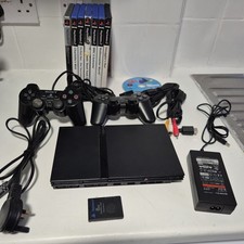 Sony PlayStation 2 PS2 Slim Console Tested SCPH-79003 Black Full Bundle Complete