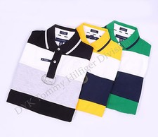 Tommy Hilfiger Men Double Stripe Crest Polo Shirt Short Sleeve -Free 0 Shipping