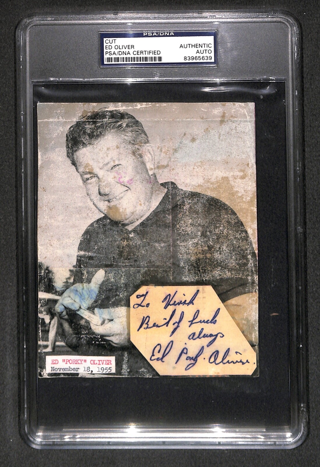 Ben Hogan Autographed Signed Ed "Porky" Oliver PGA golf champion US ARMY WWII Hero cut photo PSA/DNA 