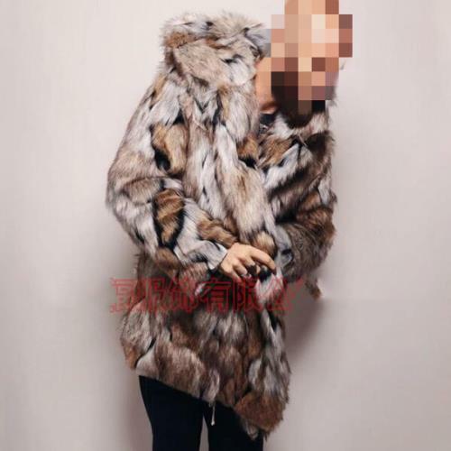 Abrigos con capucha de piel de zorro sintético para hombre Occident abrigos peludos gruesos cálidos chaquetas L - Imagen 7 de 8