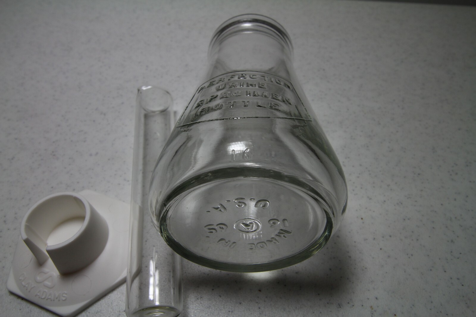Old Glass Perfection Urine Specimen Bottle plus Glass Cylinder w