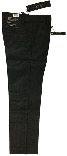 Leo & Zachary Boy's Adjustable Waist Feels Like Wool Slim Fit Black Slacks 5 - Picture 5 of 7