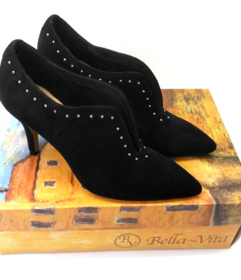Bella Vita Women's Dara Dress Pointed Toe Shooties Black Suede Leather US 7.5 M