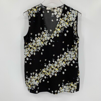 DVF Diane von Furstenberg Janet Flower Stripe black floral blouse shirt new S