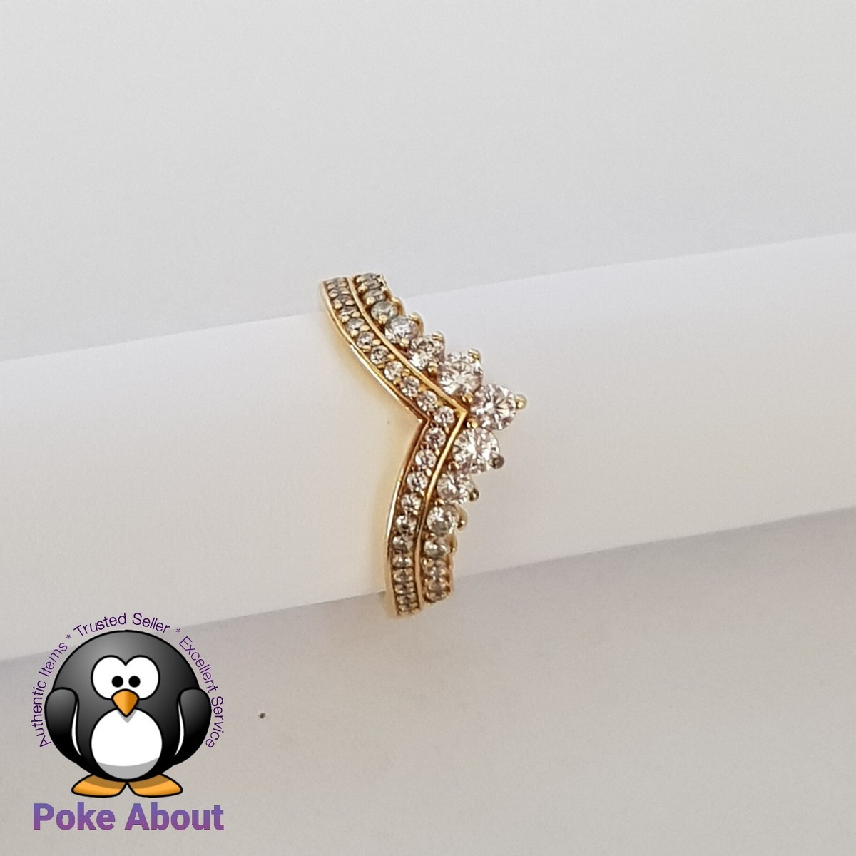 Pandora Timeless SHINE Gold Plated Silver Wish Tiara CZ Ring