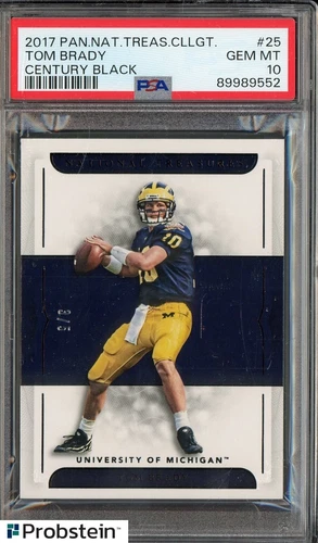 2017 National Treasures Century Black #25 Tom Brady Wolverines 3/5 PSA 10 POP 1