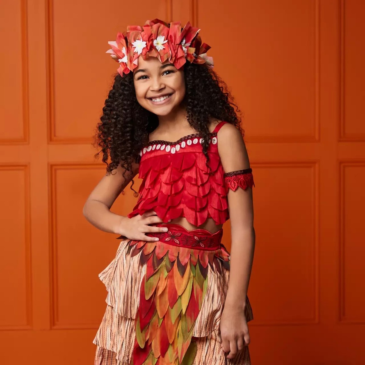 Disney Store Moana Deluxe Costume Halloween Dress UP Headpiece Skirt Top  Arm NEW