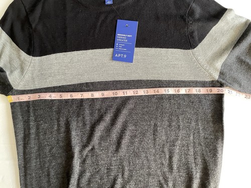 apt.9 man's size M black gray soft merino Crewneck long sleeve sweater - Picture 9 of 17